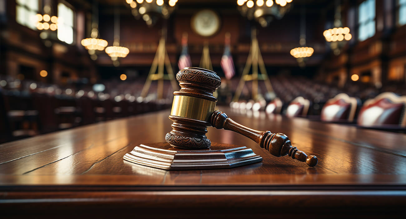 Mazo en una sala de tribunal